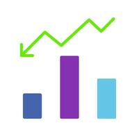 Chart down arrow line icon. Reducing the company's expenses, proper management, diagram, moving money arrays. colored icon on a white background for business vector
