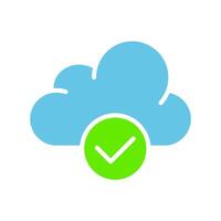Cloud saving with check mark line icon. Choice, voting, feedback, server, data transfer, storage. colored icon on a white background for business vector