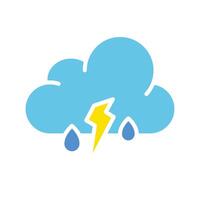 Cloud with lightning line icon. Rain, storm, thunder, sun, water, weather, air. colored icon on a white background for business vector