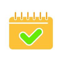 Calendar with check mark line icon. Confirmation, organizer, planning, month, year, schedule. colored icon on a white background for business vector