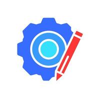 Gear and pencil line icon. Settings, options, problems, function, device, smartphone. colored icon on a white background for business vector