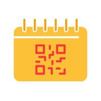 Calendar with qar code line icon. Scan, hyperlink, data, scheduling, month, year, schedule. colored icon on a white background for business vector