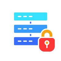 Server with lock line icon. Personal data security, computer, program, internet, website. colored icon on a white background for business vector
