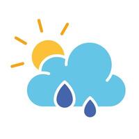 Sun with rain and clouds line icon. Moisture, cloudy weather, liquid. colored icon on a white background for business vector