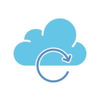 Cloud saving with spiral line icon. Internet, world wide web, information, data transfer, storage. colored icon on a white background for business vector