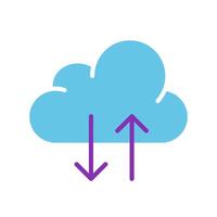 Cloud saving with arrows line icon. Mobile internet, 3g, 4g, information, data transfer, storage. colored icon on a white background for business vector