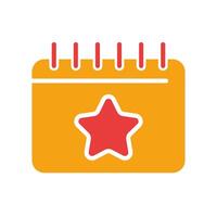 Calendar with star line icon. Favorites, rating, holiday, day off, planning, month, year, schedule. colored icon on a white background for business vector