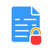 File with lock line icon. Key, door, protection, safety, prohibition. colored icon on a white background for business vector