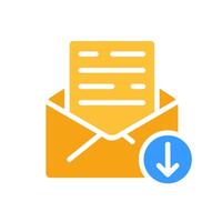 File in email line icon. Letter, envelope, data transfer, service, internet, package. colored icon on a white background for business vector