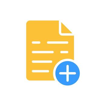 archivo con más línea icono. confirmación, suma, datos transmisión, información, programa, computadora. vector