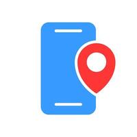 Smartphone with gps line icon. Navigator, route, gadget, internet, connection, location. colored icon on a white background for business vector