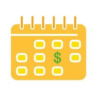 Calendar with dollar line icon. Date, day, month, holiday, day, event, schedule. colored icon on a white background for business vector