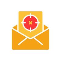 Mail with sight line icon. Letter, envelope, data transmission, service, internet, advertising, targeting. colored icon on a white background for business vector