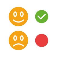 Emotional state line icon. Happy, sad, choice, checkmark, feedback, emoji. colored icon on a white background for business vector