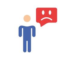 Emotional state line icon. Sad man, depression, bad mood, mental problems. colored icon on a white background for business vector