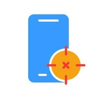 Smartphone with sight line icon. Targeted advertising, gadget, internet, technology, sensor. colored icon on a white background for business vector