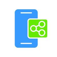 Smartphone share line icon. Gadget, social network, apps, internet, technology. colored icon on a white background for business vector