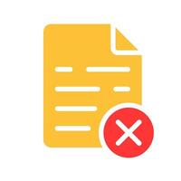 File with cross line icon. Folder, computer, document, information, data, delete, memory, laptop. colored icon on a white background for business vector