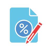 File with percent and pencil line icon. Discounts, data transfer, information, program, computer. colored icon on a white background for business vector