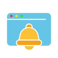 Website with bell line icon. Reminder, alarm clock, web design, internet, world wide web. colored icon on a white background for business vector
