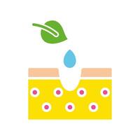 Moisturizing skin with natural cosmetics line icon. Korean cosmetics, ecology, face mask, hypoallergenic. colored icon on a white background for business vector