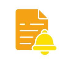 File with bell line icon. Reminder, data, call, information, notification. colored icon on a white background for business vector