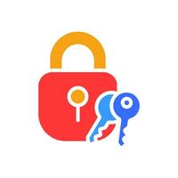 Lock and keys line icon. Security, protection, protection, danger, insurance. colored icon on a white background for business vector