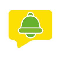 Dialog box with bell line icon. Notification, chatting, online, communication, internet, delayed message, email. colored icon on a white background for business vector