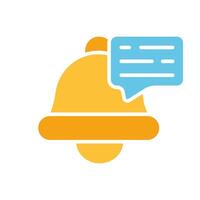 Dialog box with bell line icon. Notification, delayed message, communication, chatting, online, internet, email. colored icon on a white background for business vector