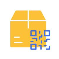 Box with qar code line icon. Scan, smart delivery, package, online shopping. colored icon on a white background for business vector