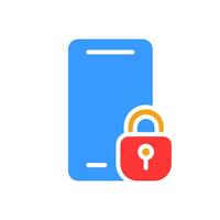 Smartphone with lock line icon. Security, password, gadget, internet, technology, sensor. colored icon on a white background for business vector