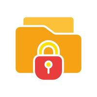 Folder with lock line icon. Security of personal data, information, protection, protection, danger, insurance. colored icon on a white background for business vector