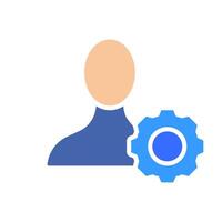 User with gear line icon. Settings, options, changes, smartphone, gadget, phone. colored icon on a white background for business vector