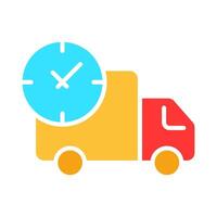 Delivery van with clock timer line icon. Fast delivery, online store, trucking. colored icon on a white background for business vector
