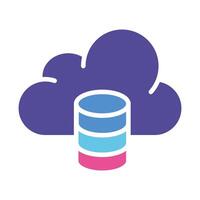 Cloud saving with coins line icon. Cryptocurrency, server, data transfer, storage. colored icon on a white background for business vector