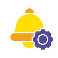 Bell with gears line icon. Settings, options, application, alarm clock, reminder, sound, ringing. colored icon on a white background for business vector