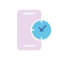 Smartphone with clock line icon. Time, alarm clock, gadget, touchscreen, internet, call. colored icon on a white background for business vector
