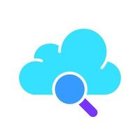 Cloud saving with magnifier line icon. Internet search, server, data transfer, storage. colored icon on a white background for business vector