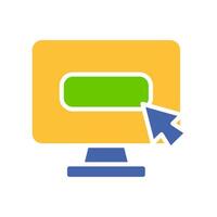 Monitor with loading line icon. Gaming, downloading files, screen, gadget, plasma TV. colored icon on a white background for business vector