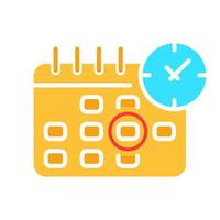 Calendar with timer line icon. Date, day, month, holiday, day, event, schedule. colored icon on a white background for business vector