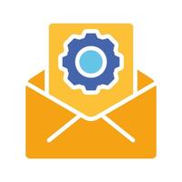 Mail with gear line icon. Settings, letter, envelope, data transfer, service, internet. colored icon on a white background for business vector