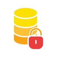Database with lock. Secret data, limited access, prohibited, organized information, storage, security system, protection against unauthorized access. Colorful icon on white background vector