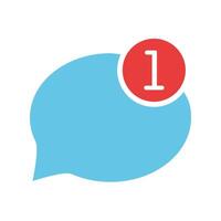 New incoming message. Speech bubble, one, correspondence, online communication, email, letter, text, chat, messenger, system notification, reminder, social network. Colorful icon on white background vector