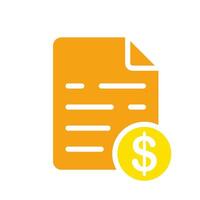 Document with dollar sign. Letter, paper, electronic, email, financial management, accounting report, currency, coin, bonus message, check. Colorful icon on white background vector