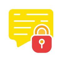 Speech bubble with a lock. Private messages, top secret, personal data protection, security system, encryption, chat, text, letter, email, communication. Colorful icon on white background vector