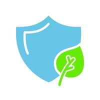 Shield with leaf. Protect the environment from pollution, save the ecology, environmentally friendly product, organic, leaves, plants, eco. Colorful icon on white background vector