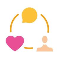 Man with heart and speech bubble. Relationships, dating website, application, look for love, friendship, friend, online communication, message, correspondence, email. Colorful icon on white background vector