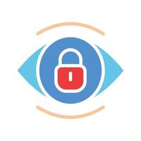 Eye with a lock. Prohibited access, hidden, personal data protection, unauthorized, antivirus, anti-hacking, identity confirmation, classified information. Colorful icon on white background vector