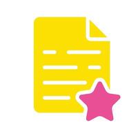 Document with a star. Mark as important, add to bookmarks, incoming message, email, file, text, business communication, conversation, documentation, report. Colorful icon on white background vector