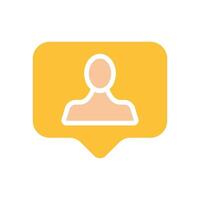 Speech bubble with a man. Communication, expression of thoughts, dialogue, online, internet, teamwork, meeting, message, text, email, social media notification. Colorful icon on white background vector